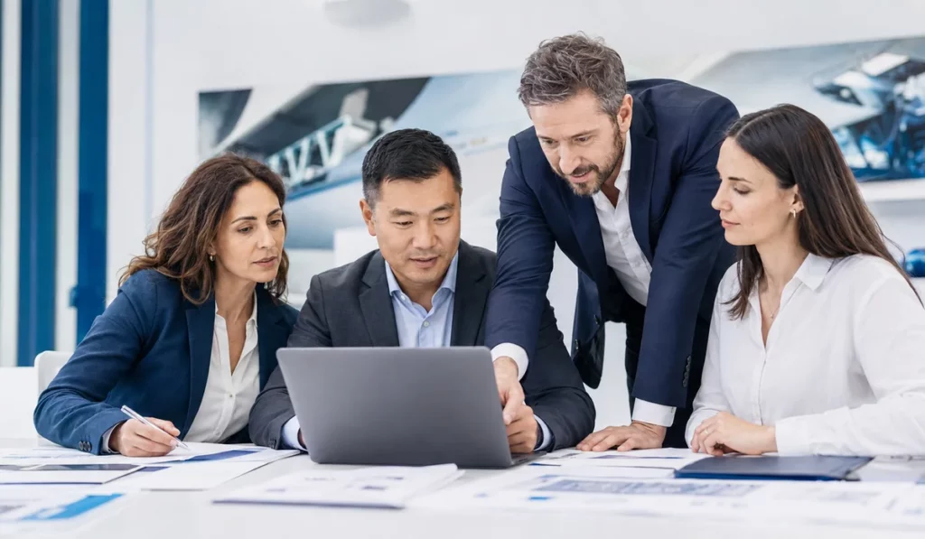 Team commerciale Macrigi al lavoro con buyer internazionali