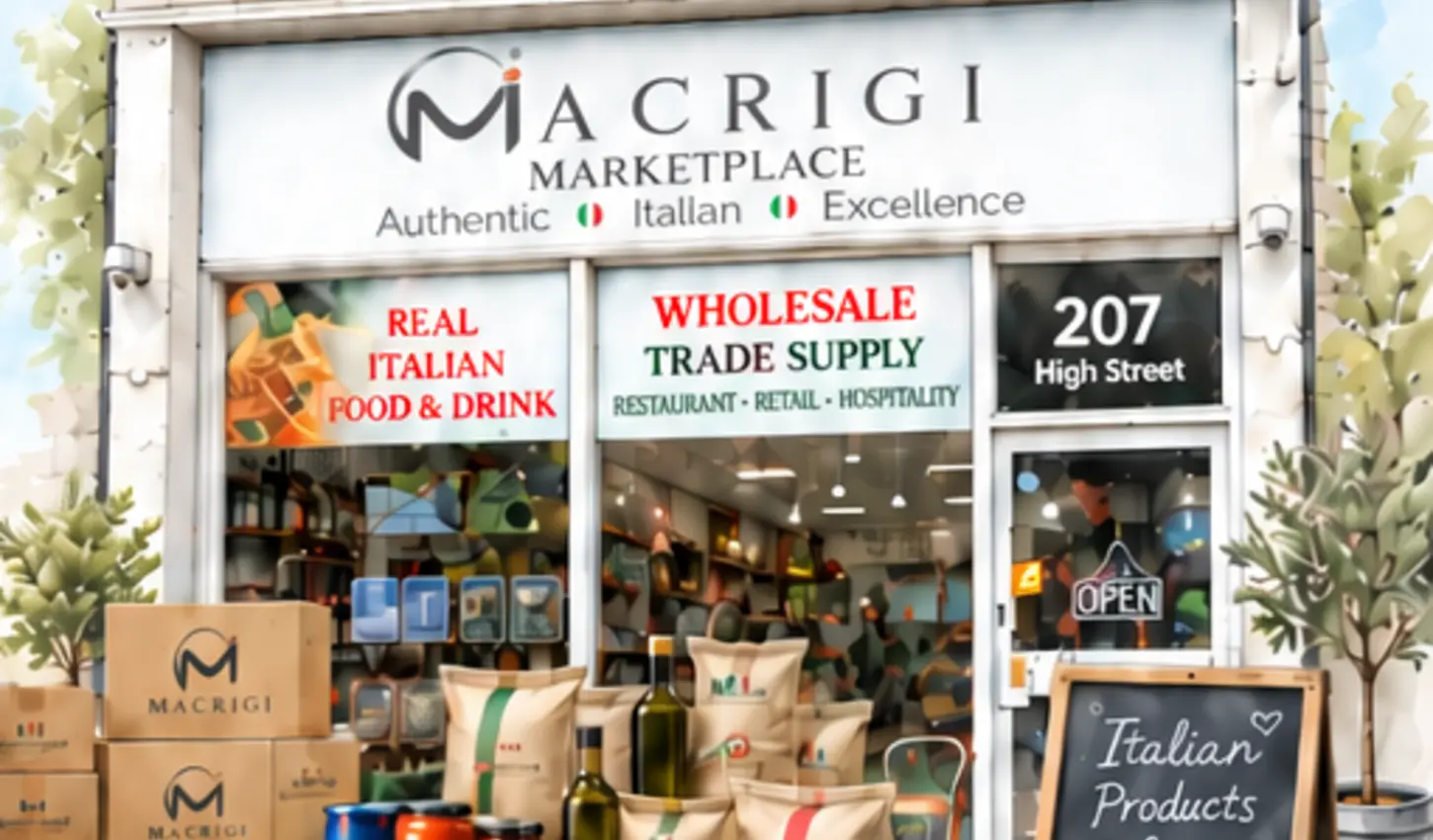 Punto vendita Macrigi nel Regno Unito per prodotti italiani e forniture professionali